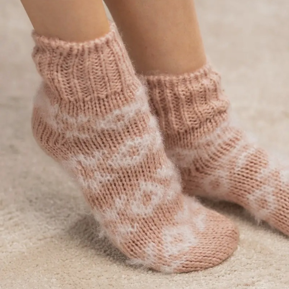 0006.  Cozy Pink Knit Socks